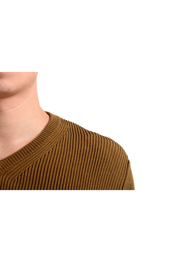 Malo Men's Brown V-Neck Ribbed Sweater: Picture 3