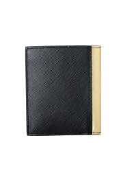 Prada Men's Black & Gold Textured Leather Bifold Wallet: Picture 6