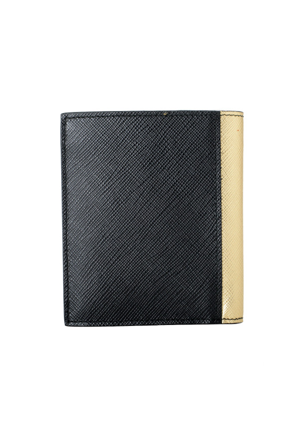 Prada Men's Black & Gold Textured Leather Bifold Wallet: Picture 6