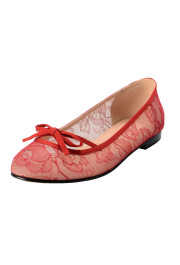 Valentino Garavani Women's Red Vintage Lace Ballerinas Flat Shoes 