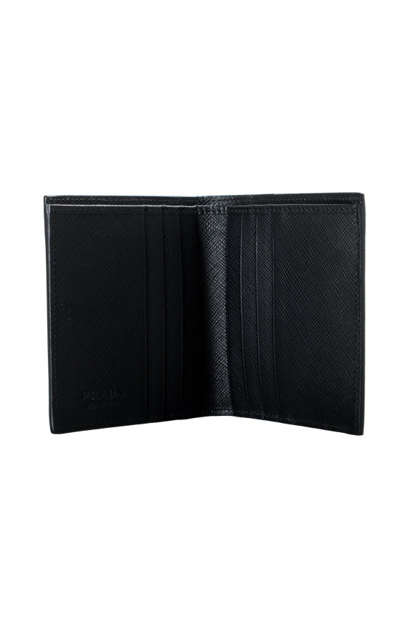 Prada Men's Black & Gold Textured Leather Bifold Wallet: Picture 3