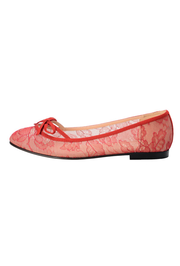 Valentino Garavani Women's Red Vintage Lace Ballerinas Flat Shoes : Picture 2