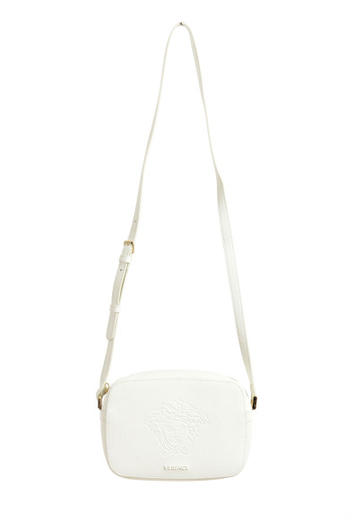 Versace Women's White Medusa Textured Leather Crossbody Bag