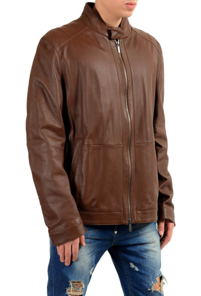 Hugo Boss "Nokam" 100% Leather Brown Full Zip Men's Basic Jacket: Picture 2