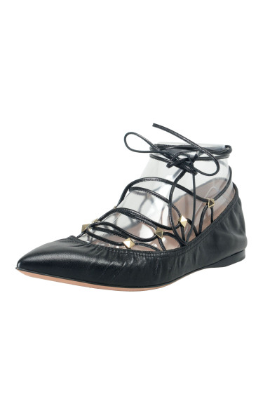 Valentino Garavani Women's Leather Studded Ballerina Flats Shoes