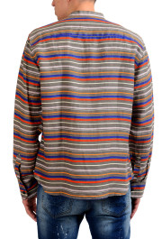 Armani Collezioni Men's 100% Linen Striped Button Front Casual Shirt: Picture 3