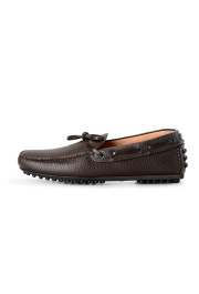 Car Shoe By Prada Men's Brown Textured Leather Driving Shoes: Picture 6
