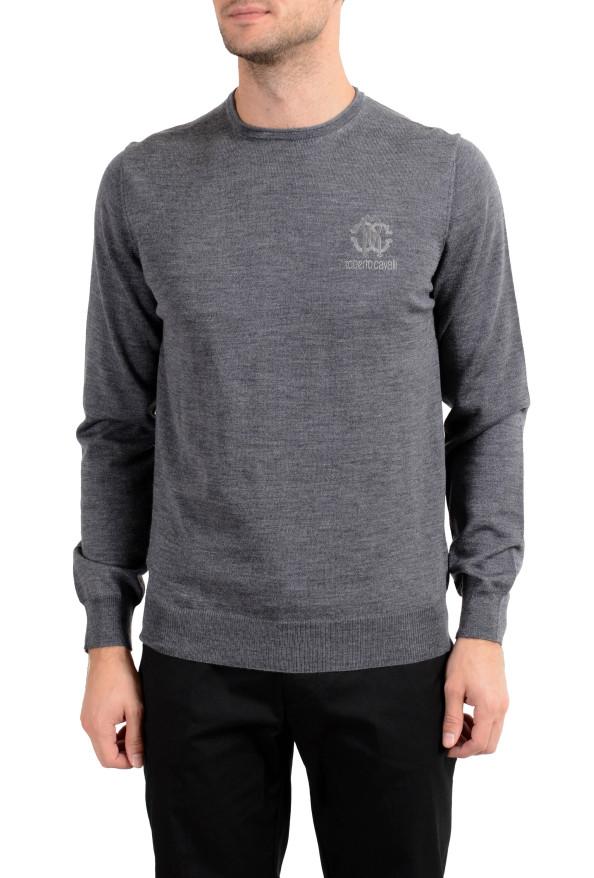Roberto Cavalli Men's 100% Wool Gray Crewneck Sweater