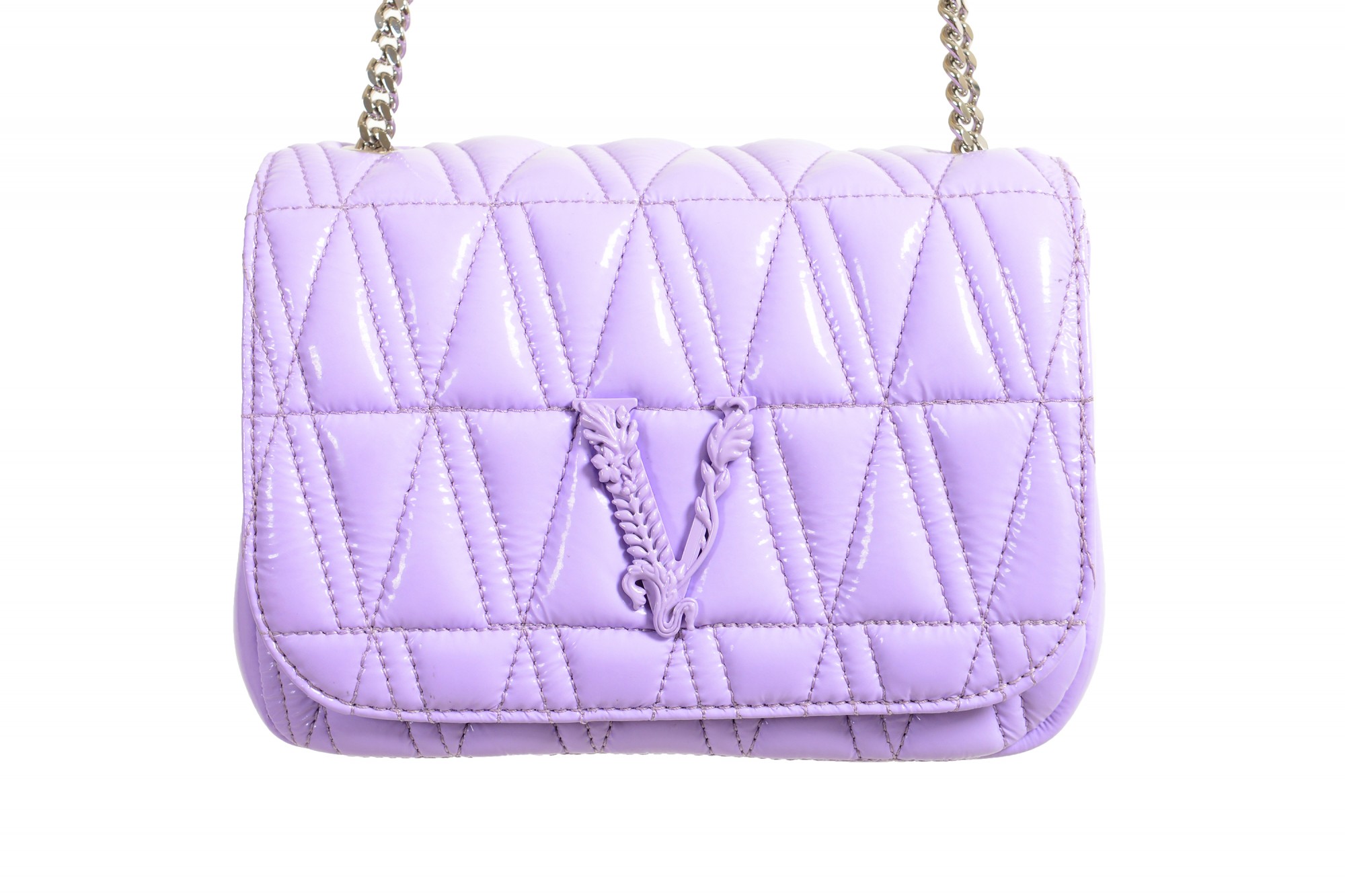 Versace, Bags, Versace Virtus Quilted Leather Tribute Crossbody Bag In  Fuchsia Gold
