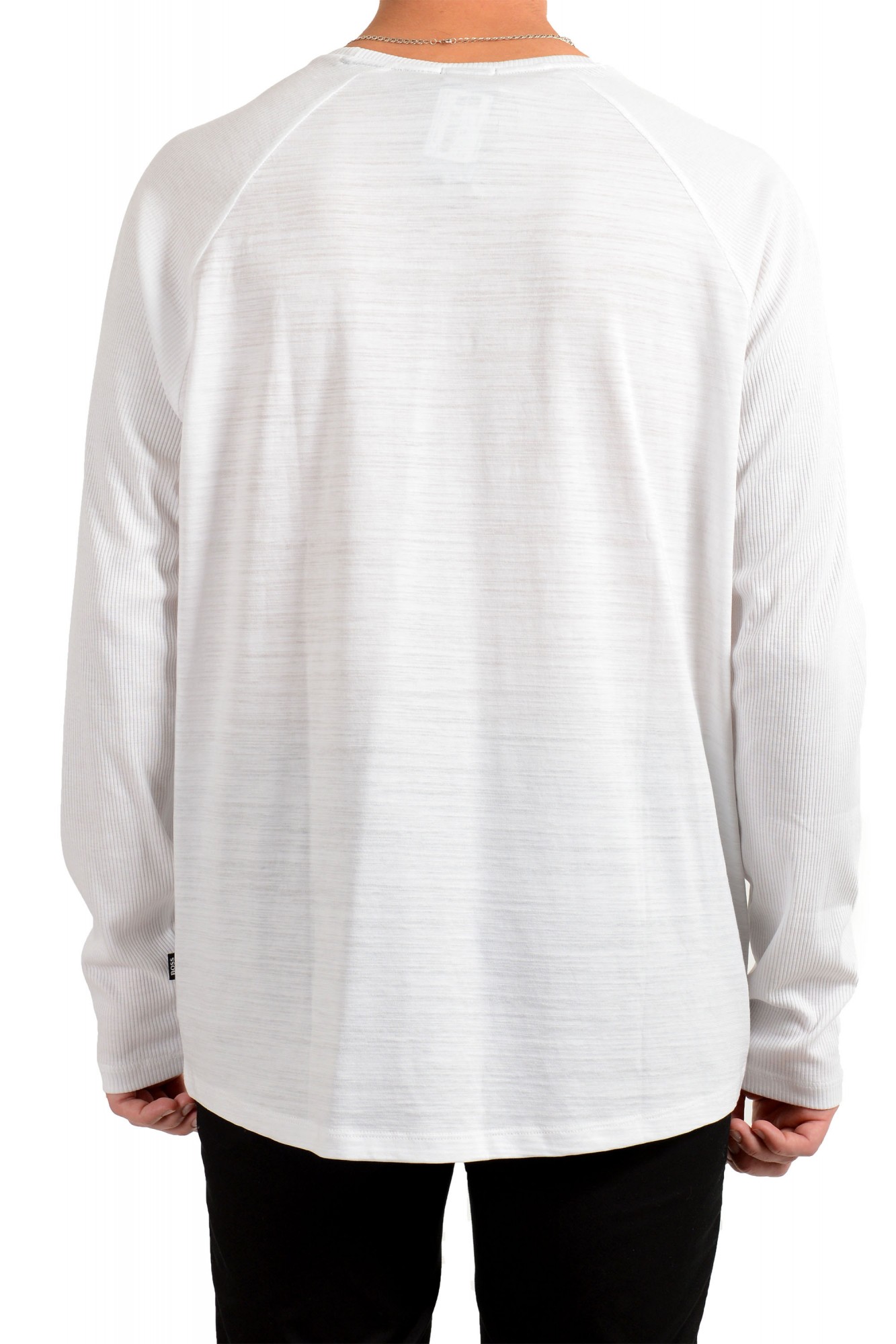 camouflage Feat To expose Hugo Boss Men's "Terell 50" White Crewneck Long Sleeve T-Shirt