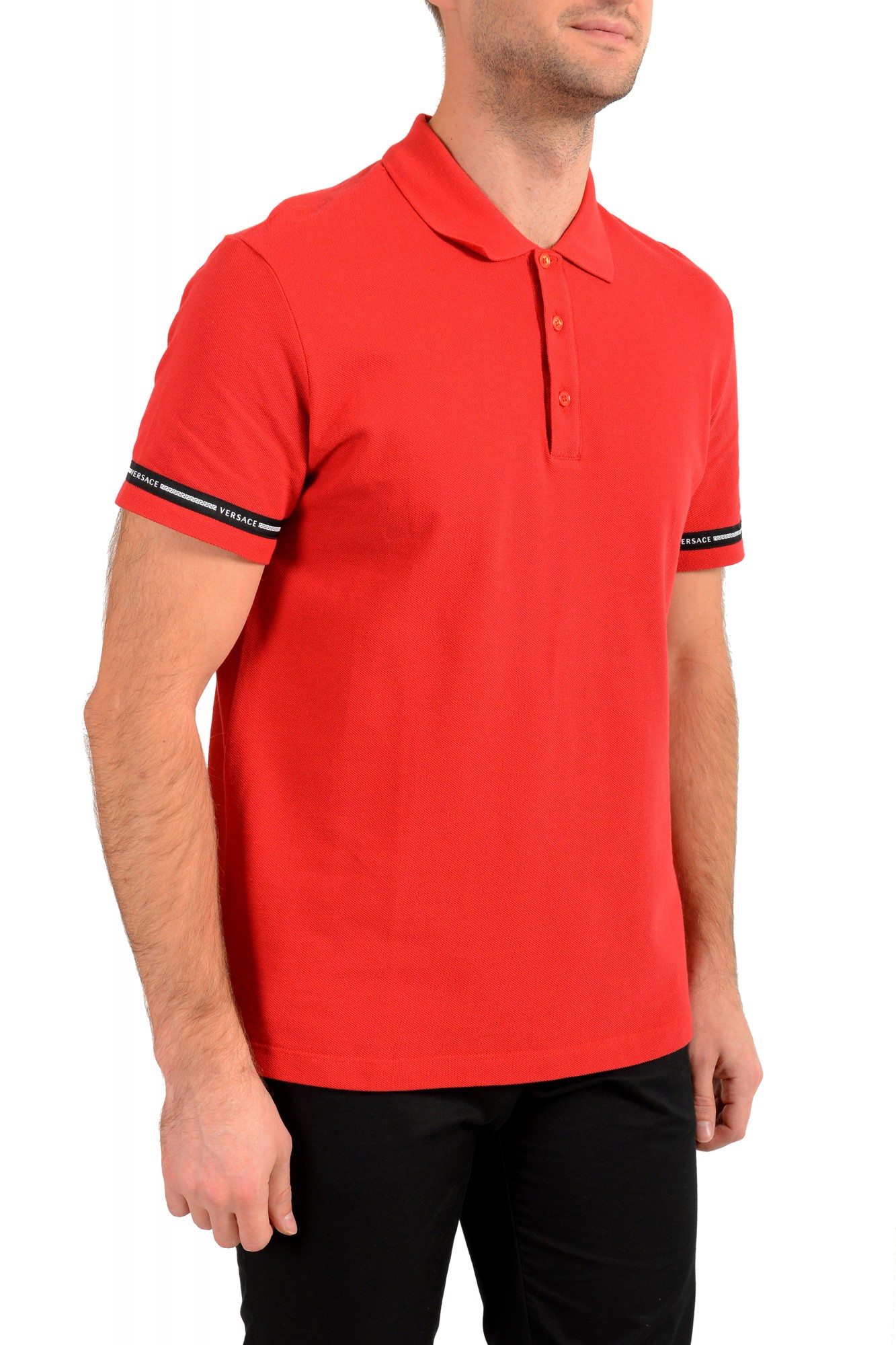 Gemakkelijk orgaan genezen Versace Men's Red Logo Print Short Sleeve Polo Shirt