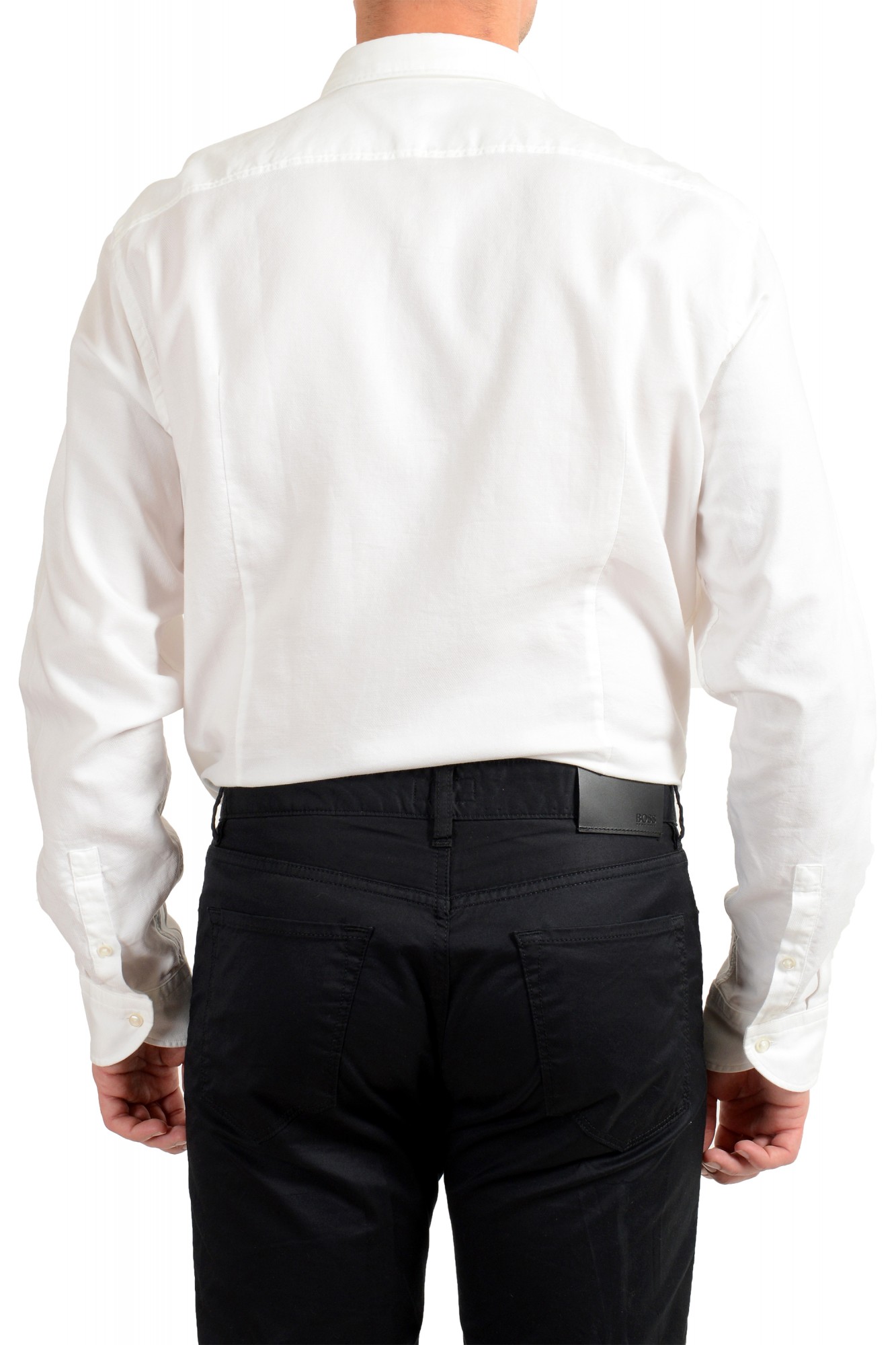 mærke Bule Shetland Hugo Boss Men's "Igon" White Slim Fit Long Sleeve Dress Shirt