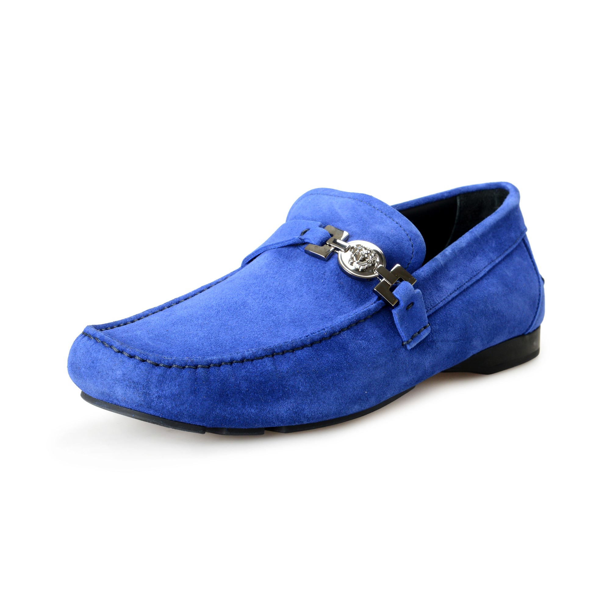 vægt Gnide En skønne dag Versace Men's Blue Suede Leather Slip On Loafers Moccasins Shoes
