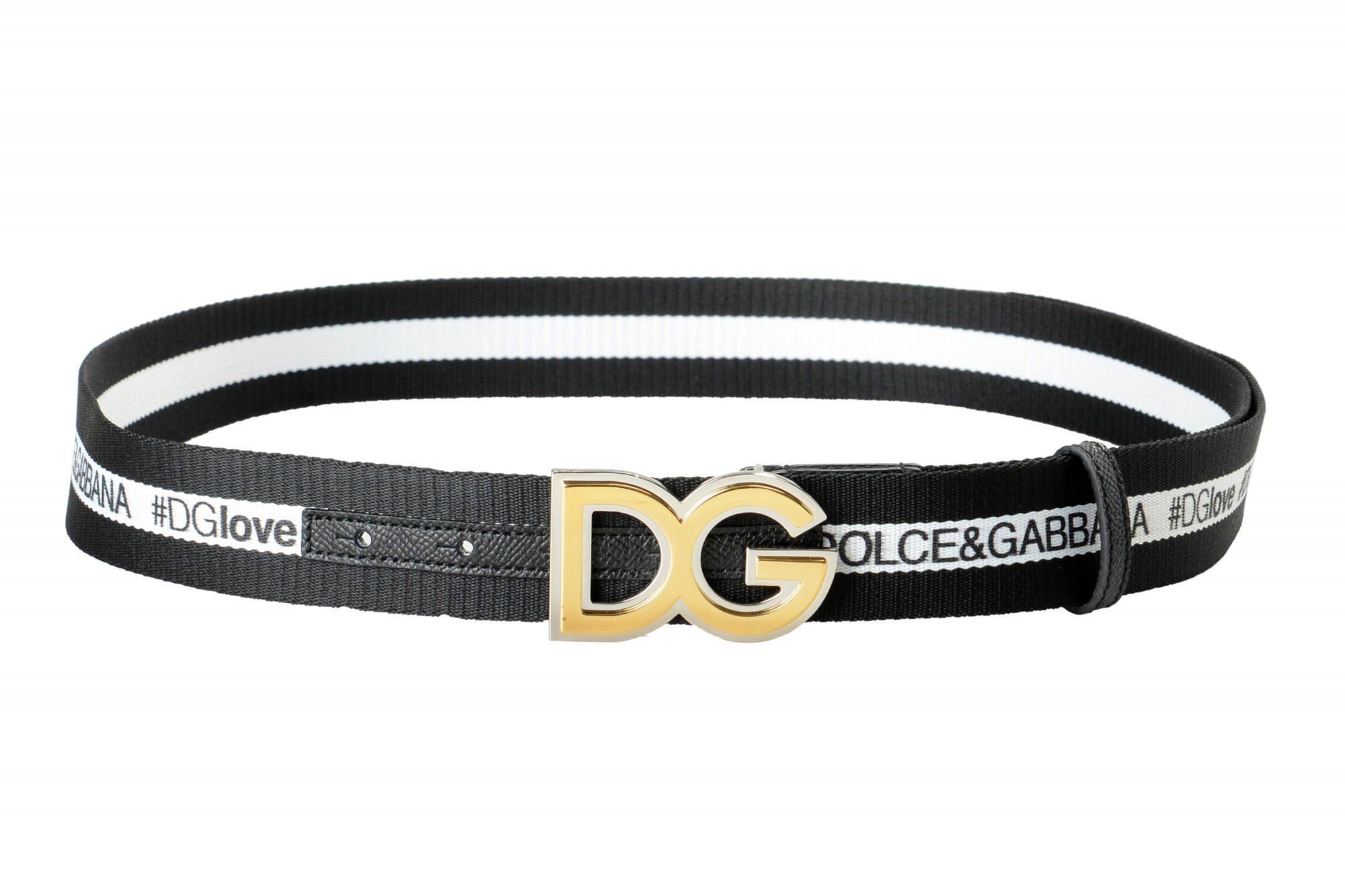 Dolce & Gabbana Unisex Canvas Leather D&G Buckle Decorated Belt