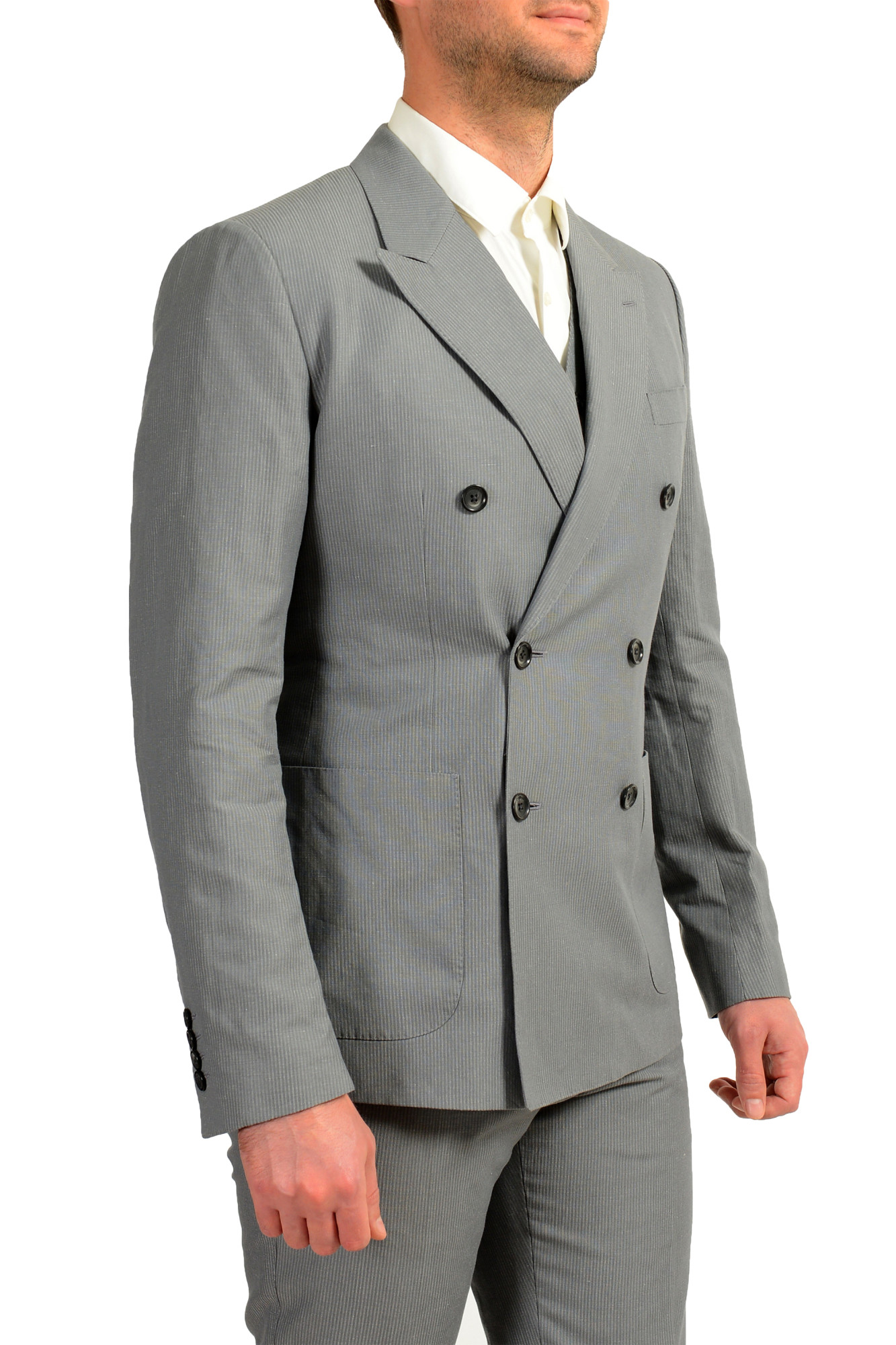 Dolce & Gabbana Men's Linen Striped Double Breasted Three Piece Suit