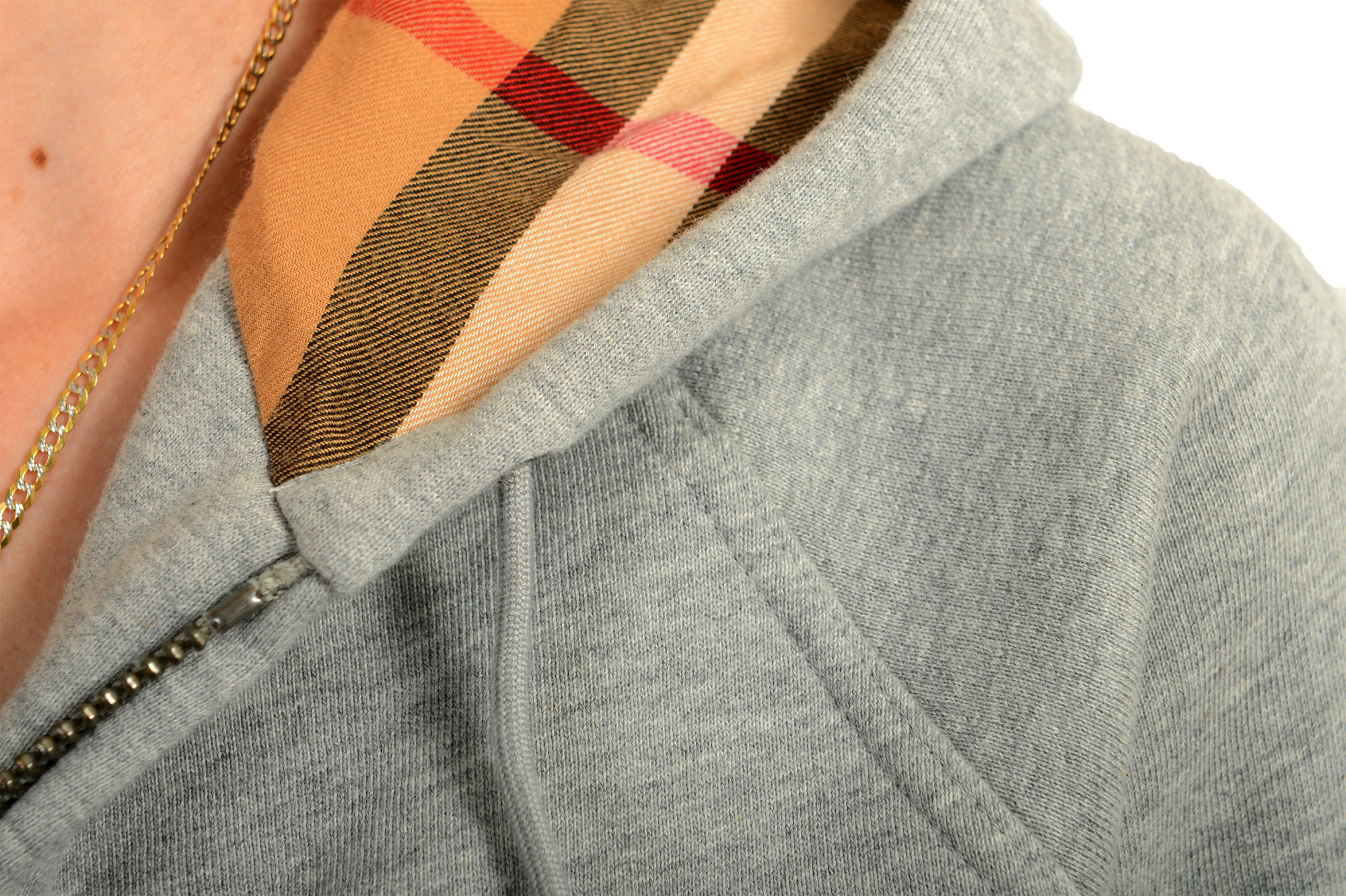 Burberry Women's Gray Hooded Full Zip Fleece Track Jacket