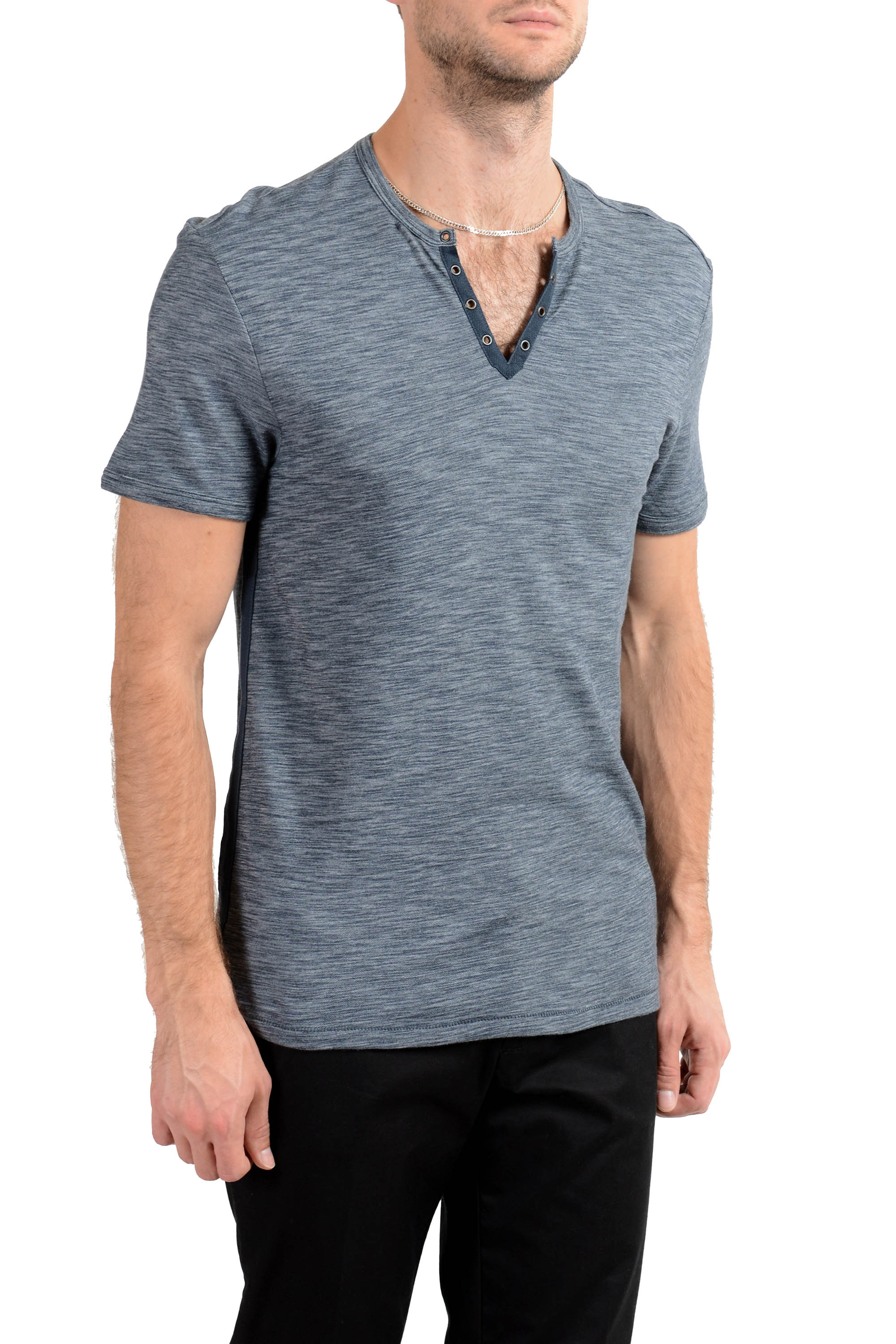 Details about   John Varvatos Star USA Men's Ocean Blue Modal Short Sleeve Henley Shirt