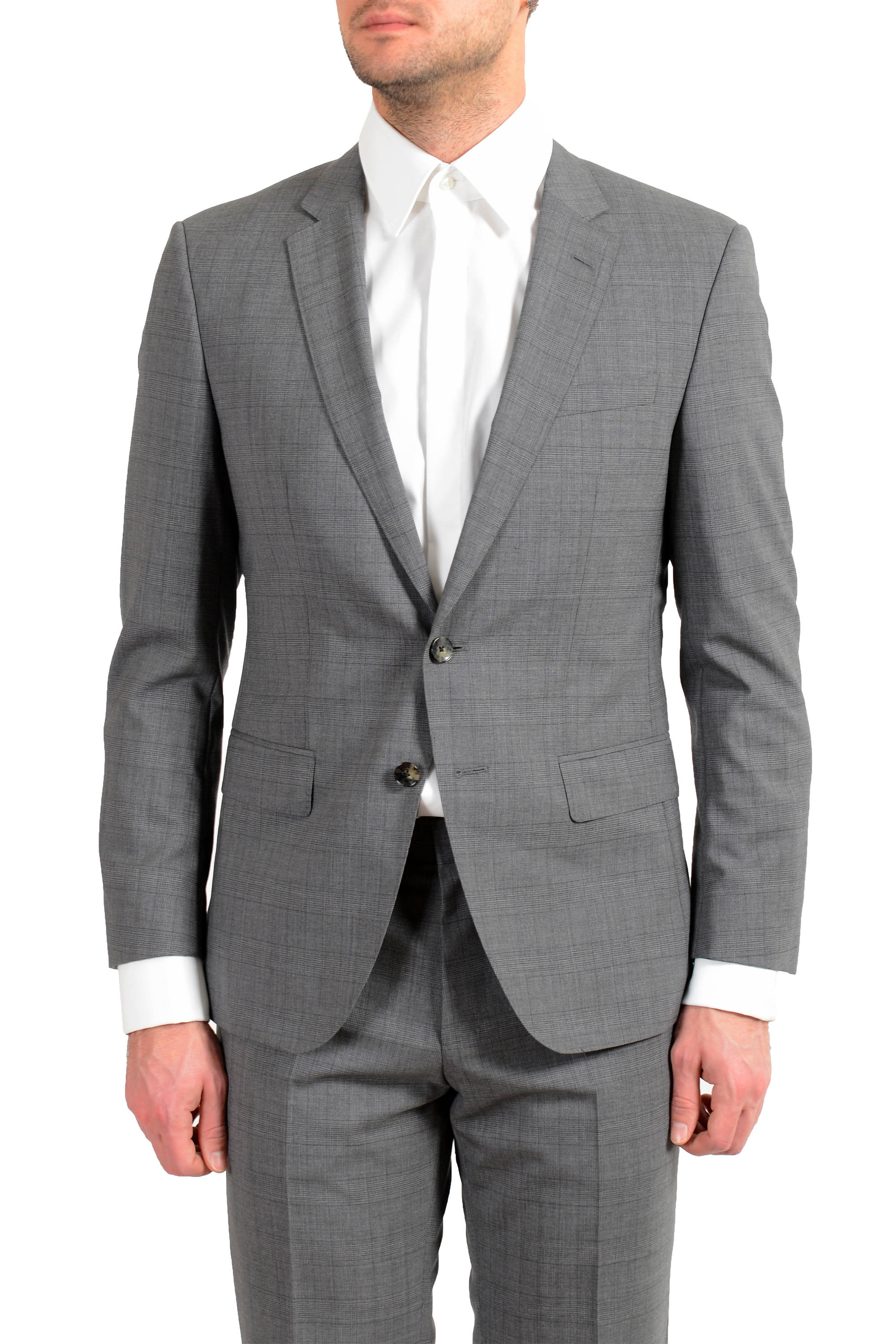 Hugo Boss Huge6/Genius5 Mens 100% Wool Slim Blue Two Button Suit US 40R IT 50R 