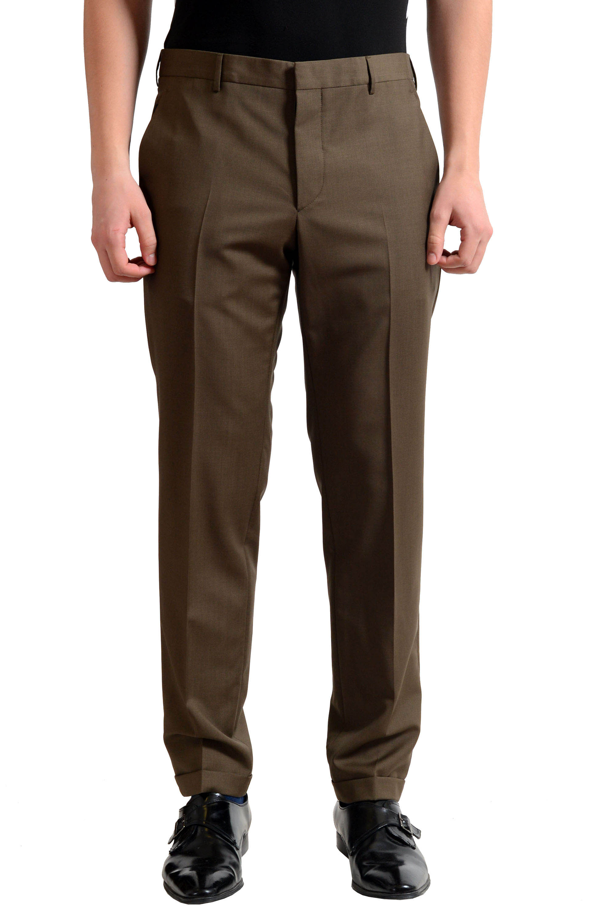 Dark Brown Slim Fit Pants for Men by GentWith.com | Worldwide Shipping