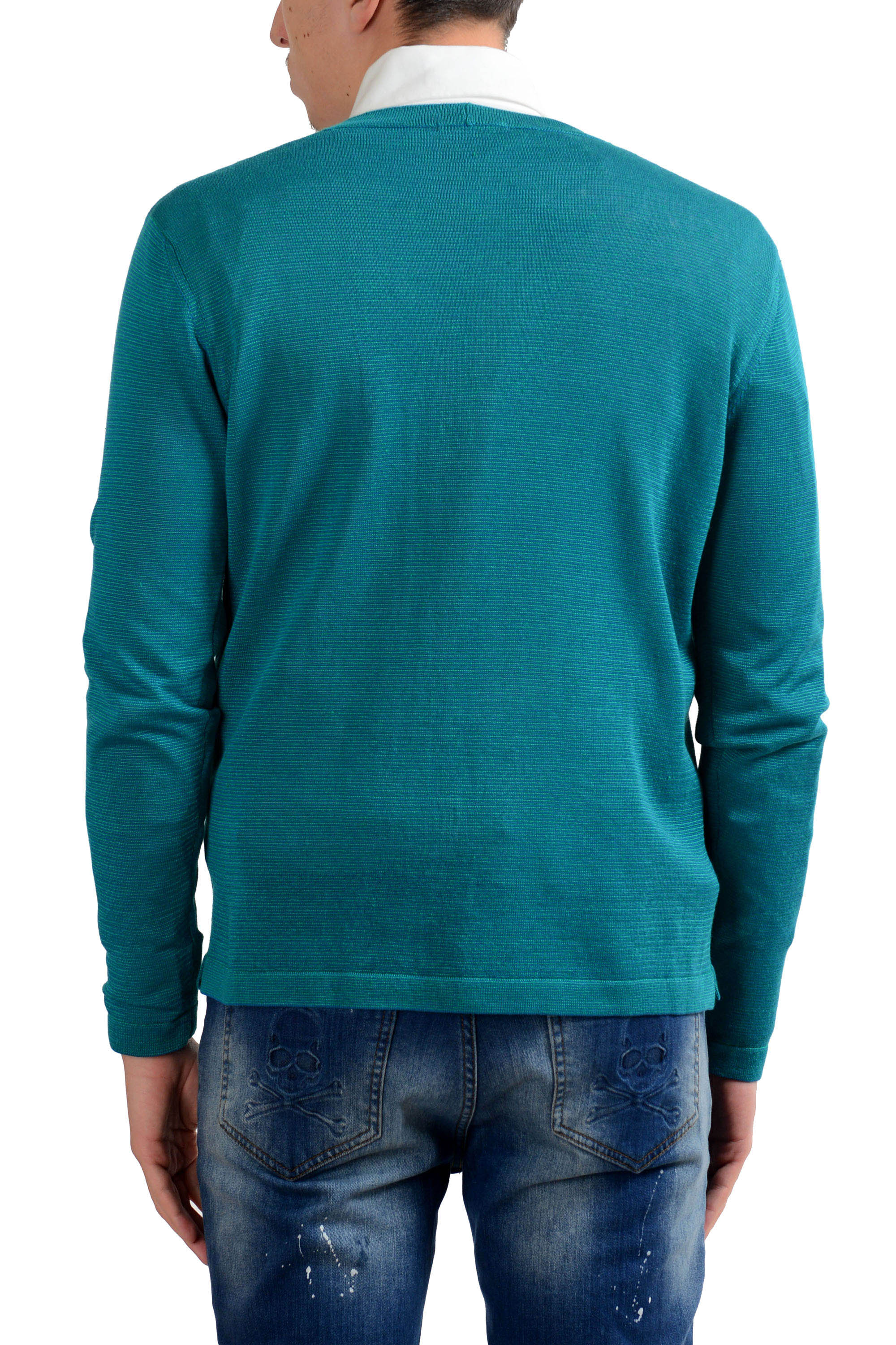 MALO Mens Light Silk Linen Cardigan Sweater US M IT 50 Blue 