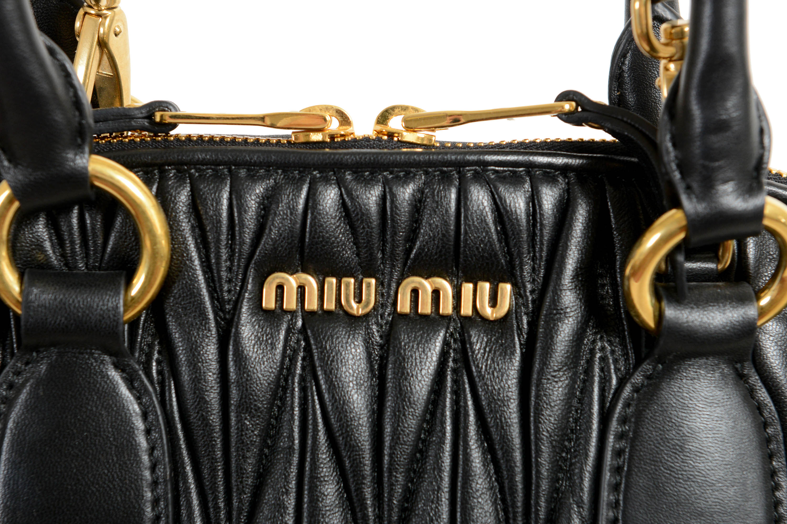 Logo Leather Shoulder Bag in Black - Miu Miu