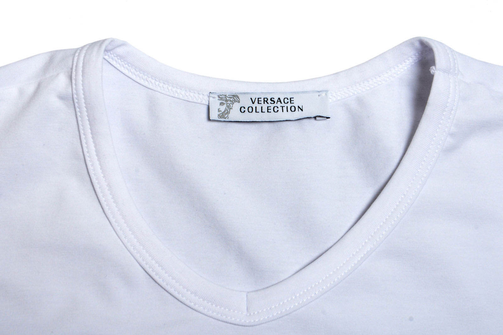 Versace Collection Mens White Stretch V-Neck Short Sleeve T-Shirt US M IT L; 