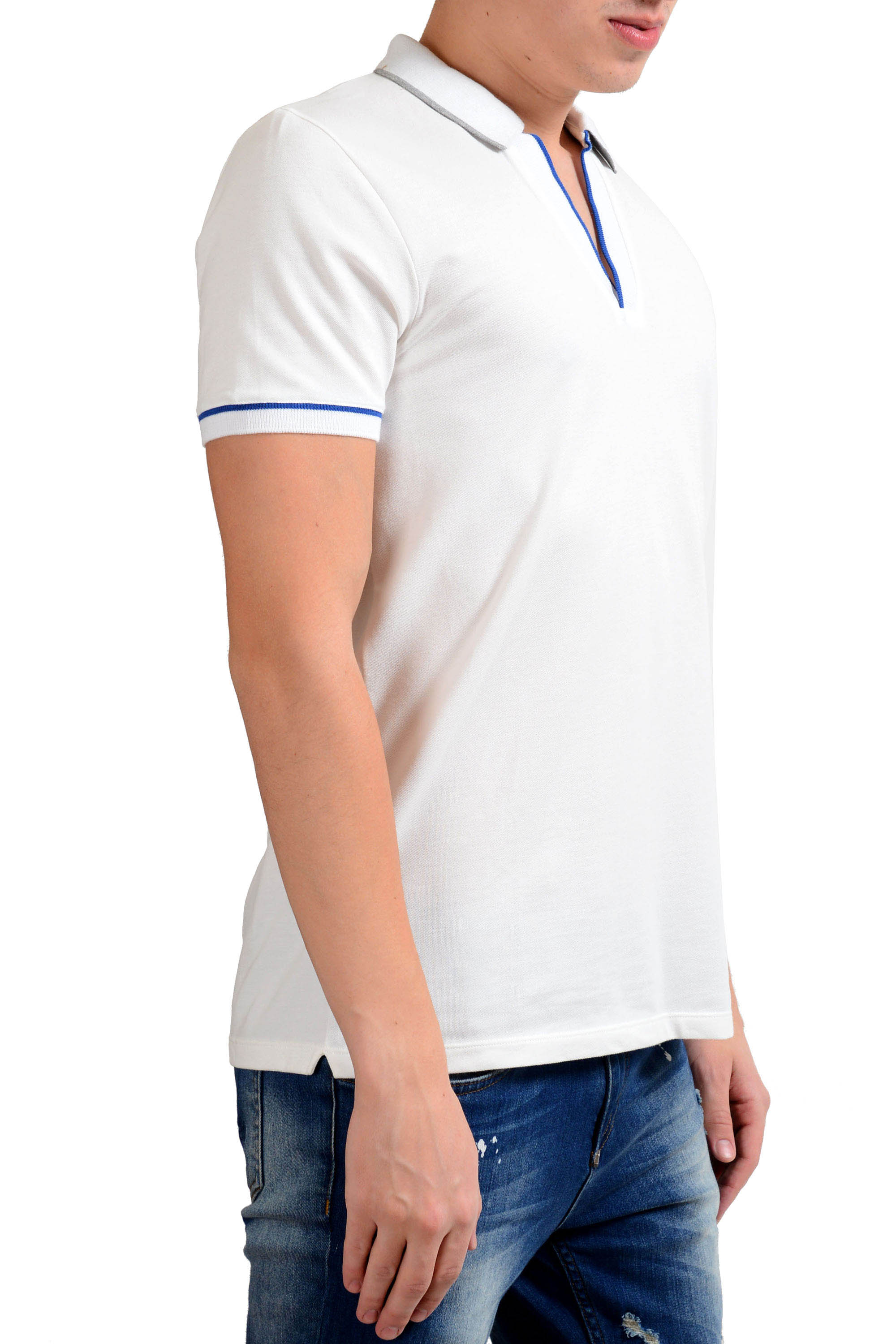 MALO Mens White Stretch Short Sleeve Polo Shirt US M IT 50 