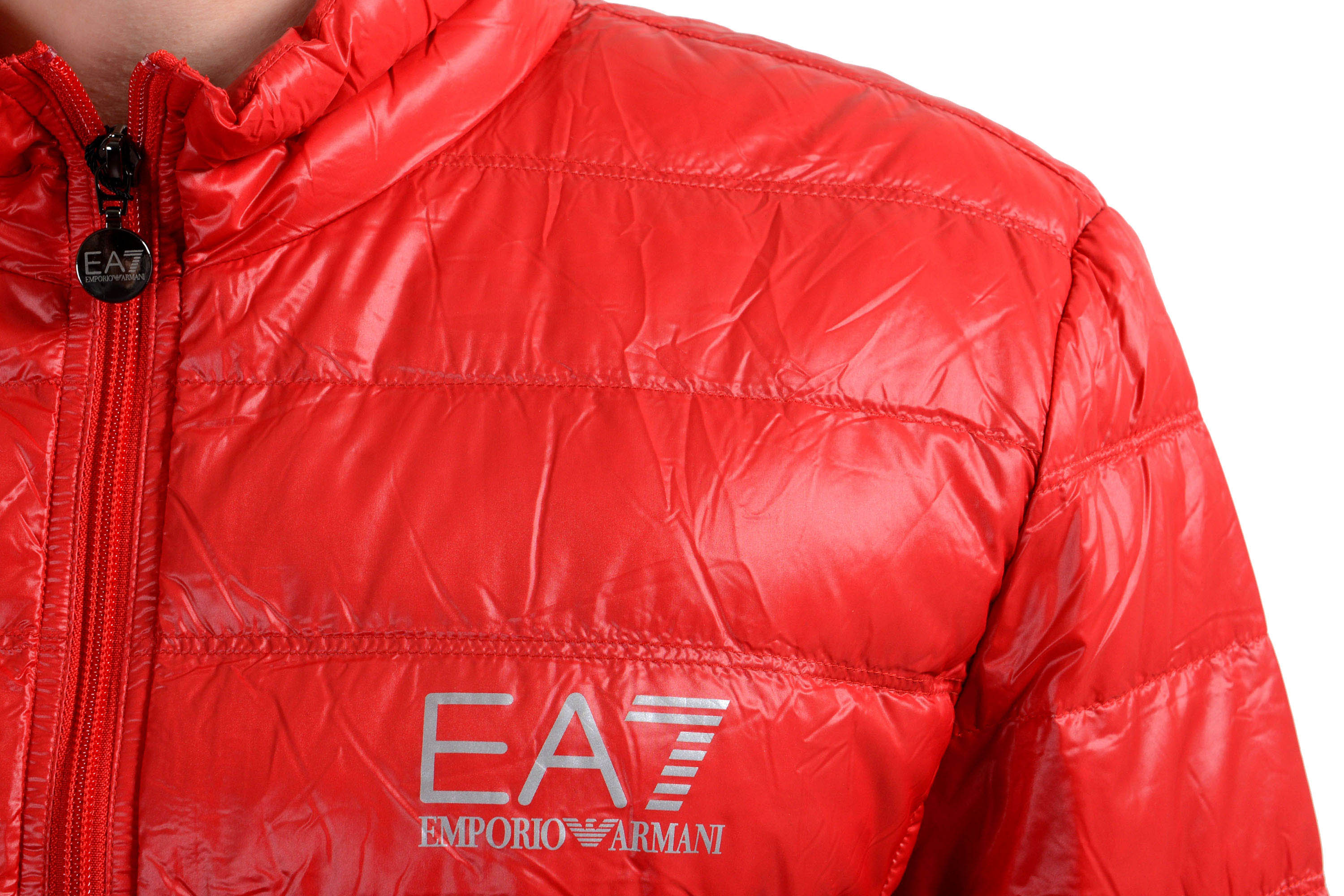 Emporio EA7 Men's Red Duck Down Full Light Parka