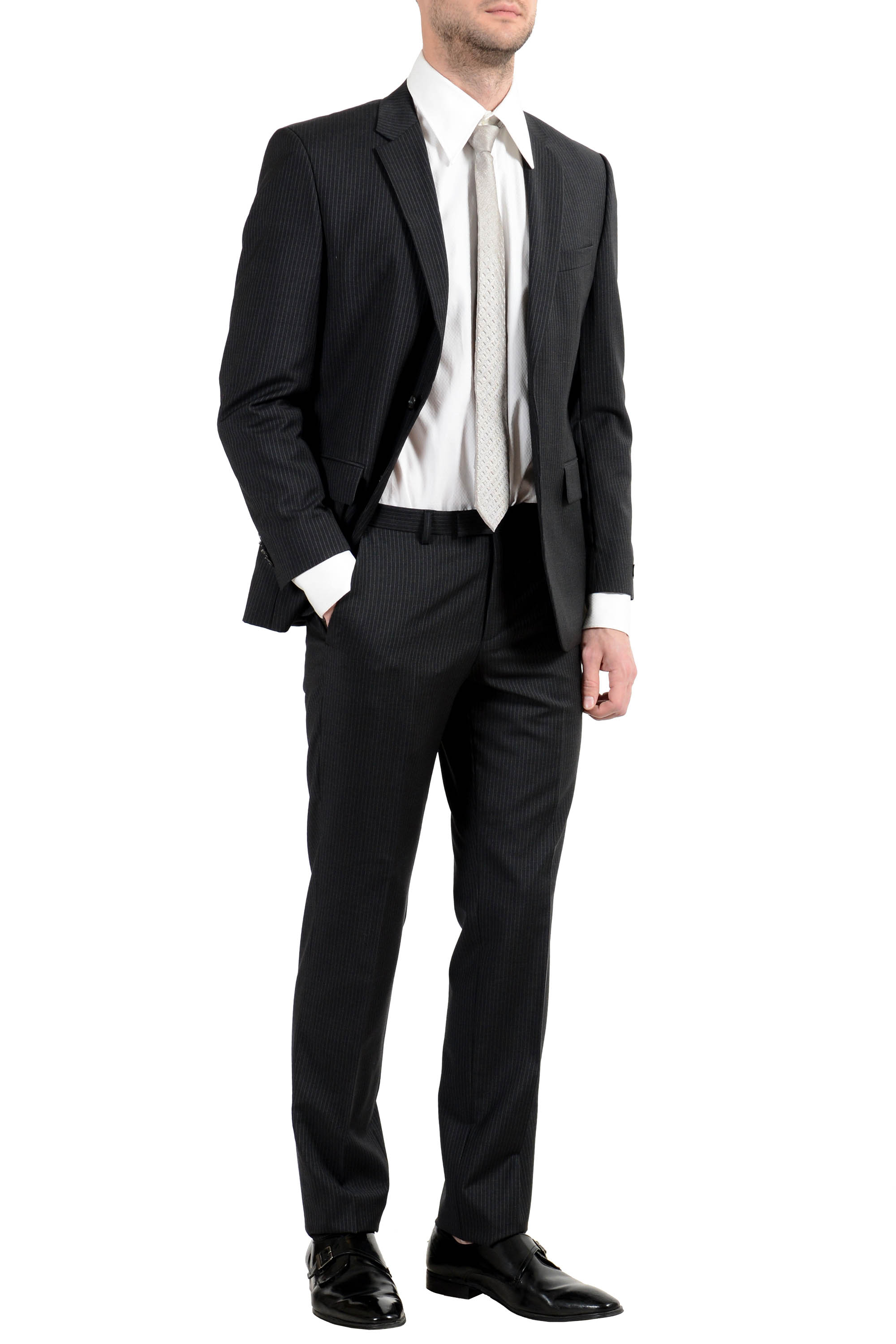 Hugo Boss "The Grand1/Central1US" Men's 100% Wool Striped Suit US 40L IT 50L 