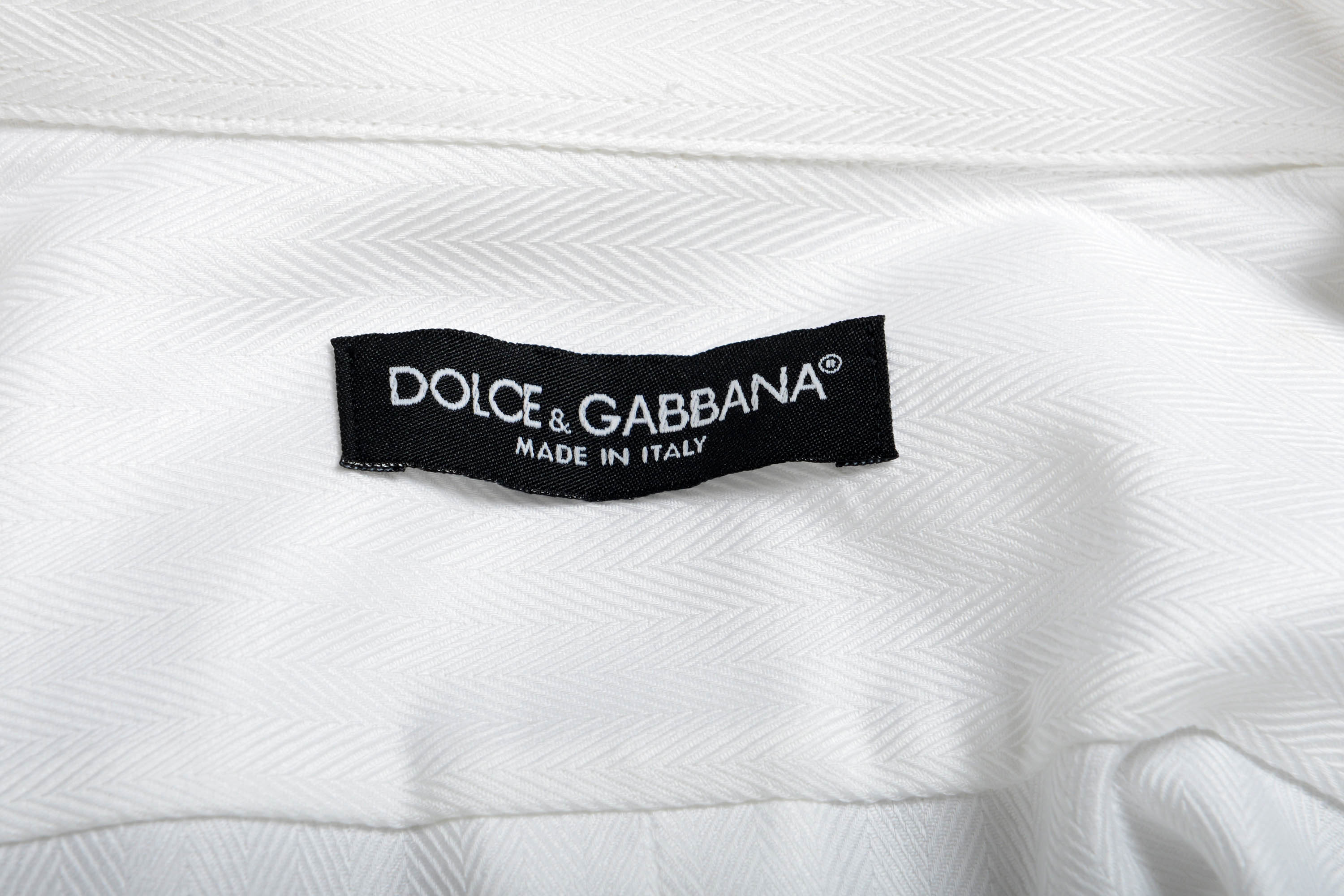 Dolce & Gabbana Men's White Striped Long Sleeve Button Down Dress 
